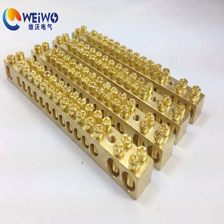 Brass Neutral Link/ Terminal Bars Screw 11 - 20 AWG