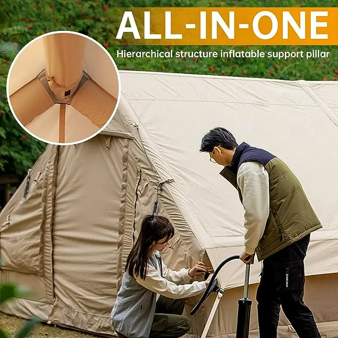 Luxury 4 Seasons Waterproof Windproof Outdoor Inflatable Camping Tent Easy Install Air Cabin Tent with Pump