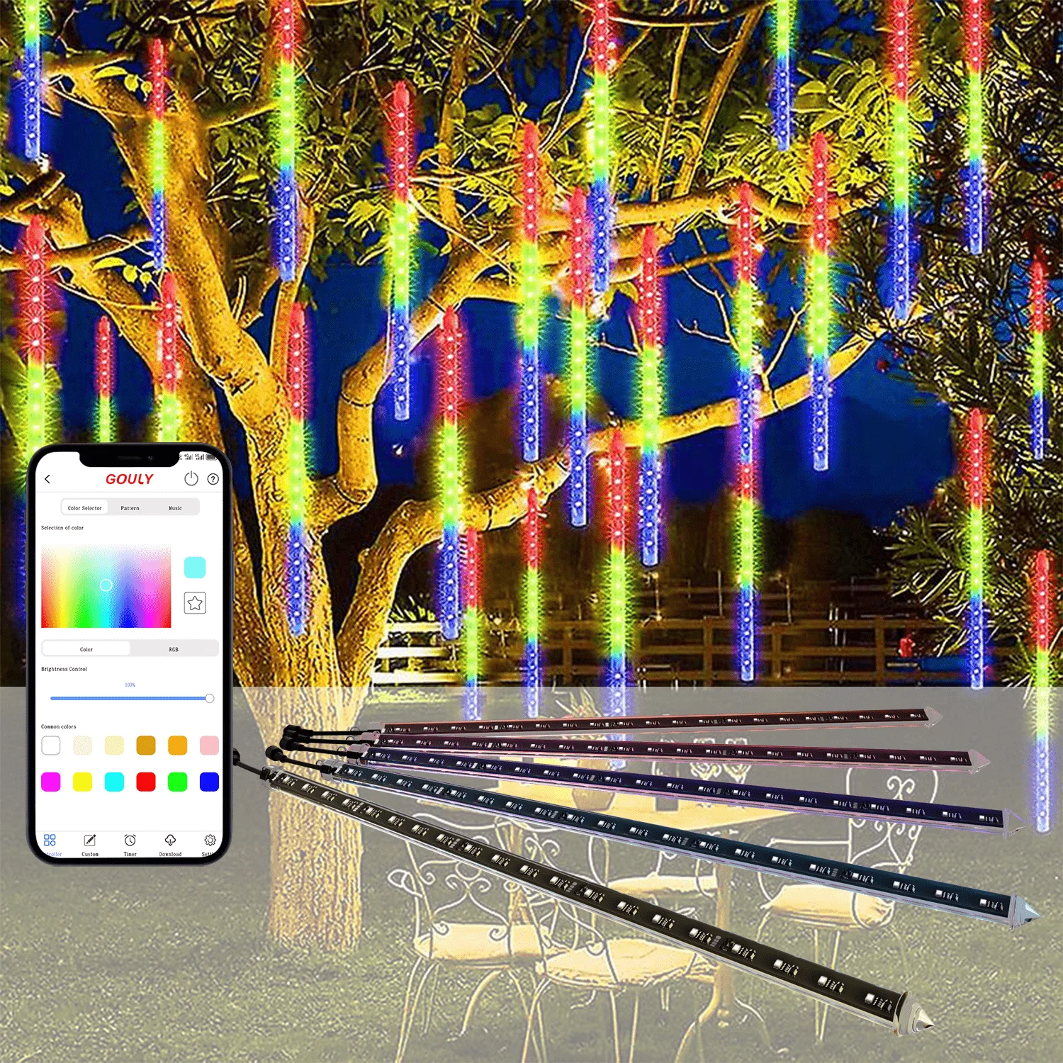 gouly factory outlet garland falling rain lights rgbw chasing color ucs2904b led meteor show lighting