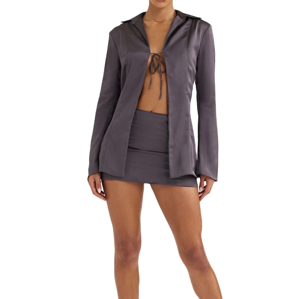 Hot Wholesale High Quality Cute Sexy Satin Chiffon Woven Invisible Zipper Slim Fit Bodycon Mini Skirt Ladies Women