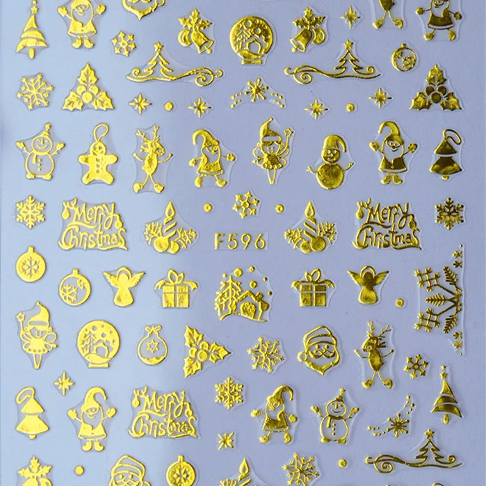 Nail Art Decals Halloween Gold Skull Sticker Christmas Snowflakes Nail Stickers for Nail Decoration
