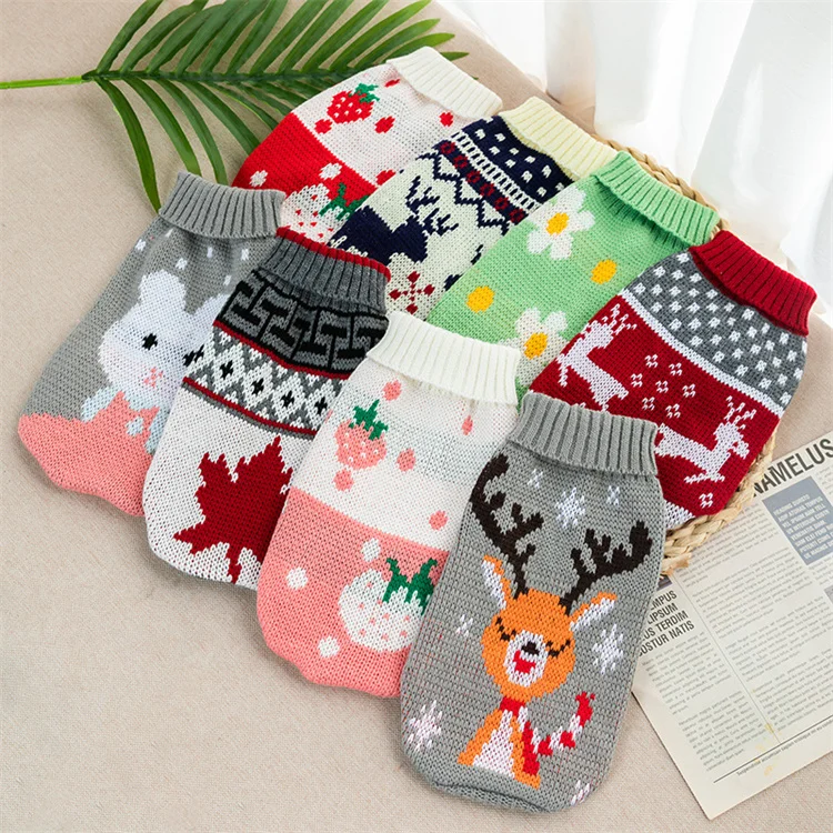 Winter Dog knitting Sweaters Clothes Warm Pet Cat Knitted Coats Apparel with Skull Pattern