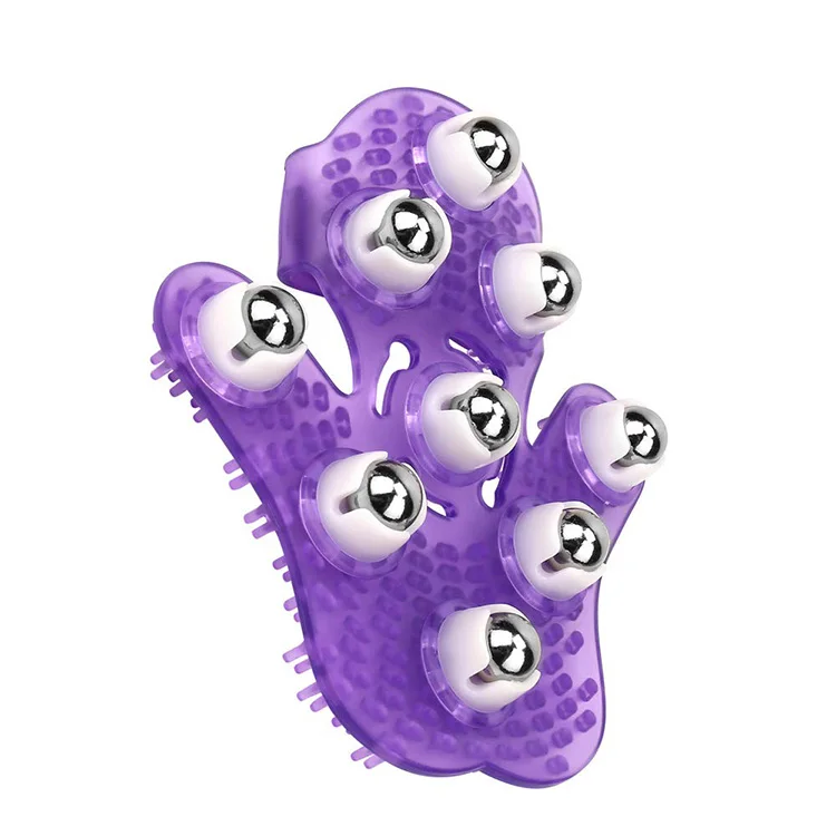 9 roller balls hand held soft silicon body face massager cellulite rolling massager wrist glove met for physiotherapy