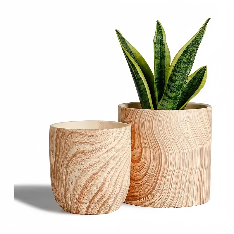 water transfer printing wood texture ceramic Planter Plant Pot