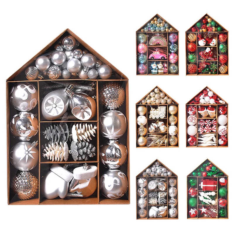 70pcs  New Christmas Ball Mixed Painted Electroplated Christmas Ball Set Christmas Decorations Gift Package