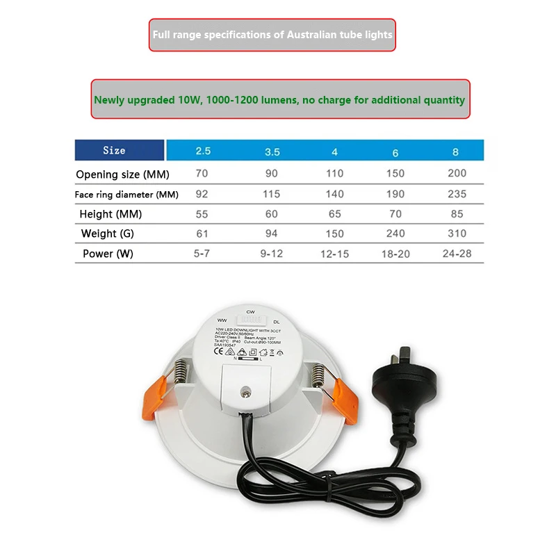 Market Led Downlight Power Changeable Led Recessed Down Lights Australia SAA Approved 10W 12W 3 Colors