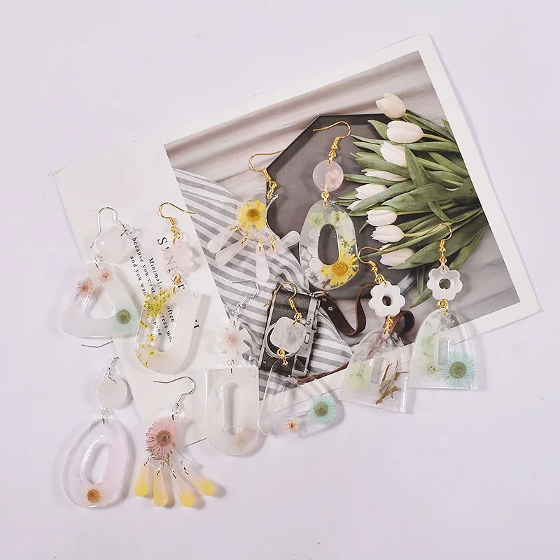 DM682 DIY Geometric Epoxy Resin Pendant Mould Keychain Necklace Earring Silicone Molds for Jewelry Making Tools