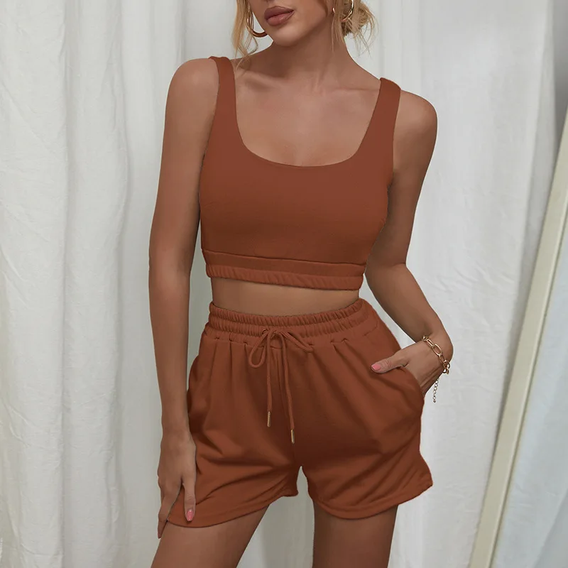 Custom logo Latest Summer Clothing Crop top Two piece shorts Pants Set Joggers Sets Outfits 2 Piece Sweatsuit Sweat Short Set