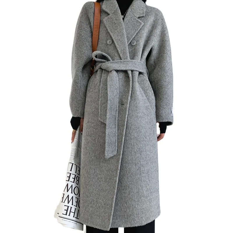 Лидер продаж, женские шерстяные пальто высокого качества, длинные пальто большого размера, однотонные женские пальто