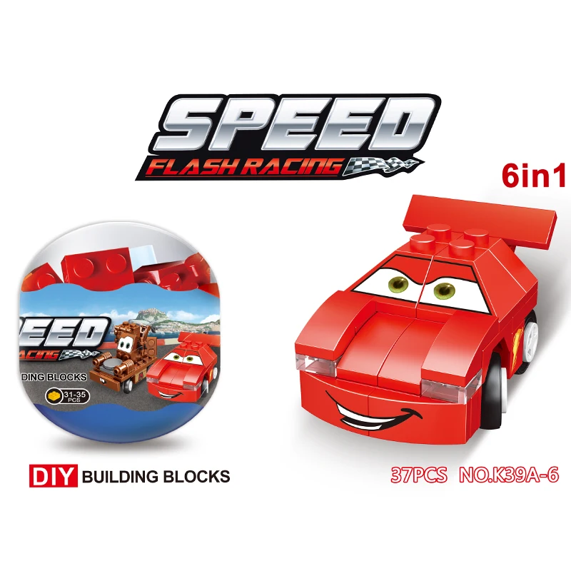 Promotional Small Particle Building Blocks Mini car 6in1 Team building intellect blocks toy