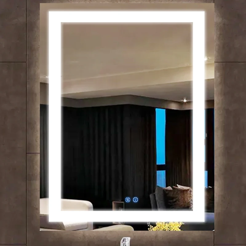 Factory high quality wall mounted touch switch dimmer CCT 3000K 4000K 6000K anti-fog bathroom vanity mirror