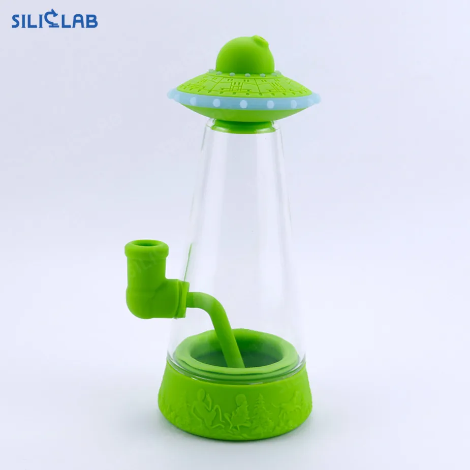 smoke shop supplies new UFO cute silicone water pipe tobacco accessories smoke bubble poly glass smoking bubbler tobacco pipe