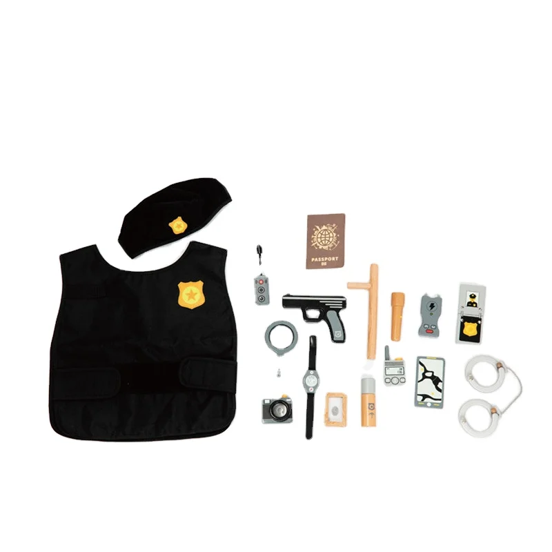 Funny Kids School Education Toys Pretend Play Set Role Playing Game Kids Police Station Toy Wooden Police Set Toy