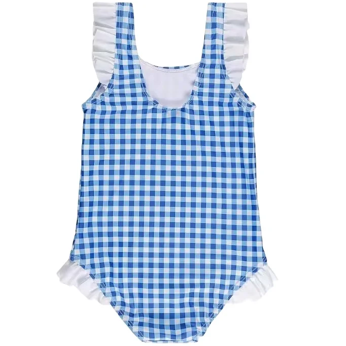Summer Girls Princess-Style Customized Color Swimwear Ruffled Edges Swimwing Clothing Soft Coton Swimwear For Girls Wear