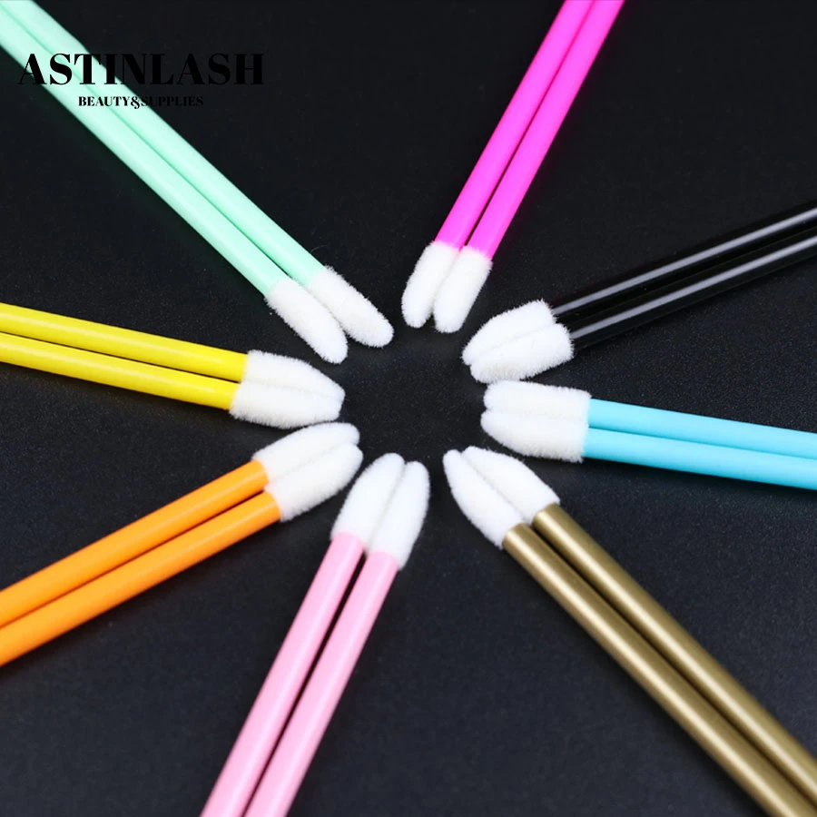 Astinlash Pink Black Clear Handle Lip Brush Lip Gloss Applicators Crystal Lashes Micro Lip Brushes For Eyelash Extensions
