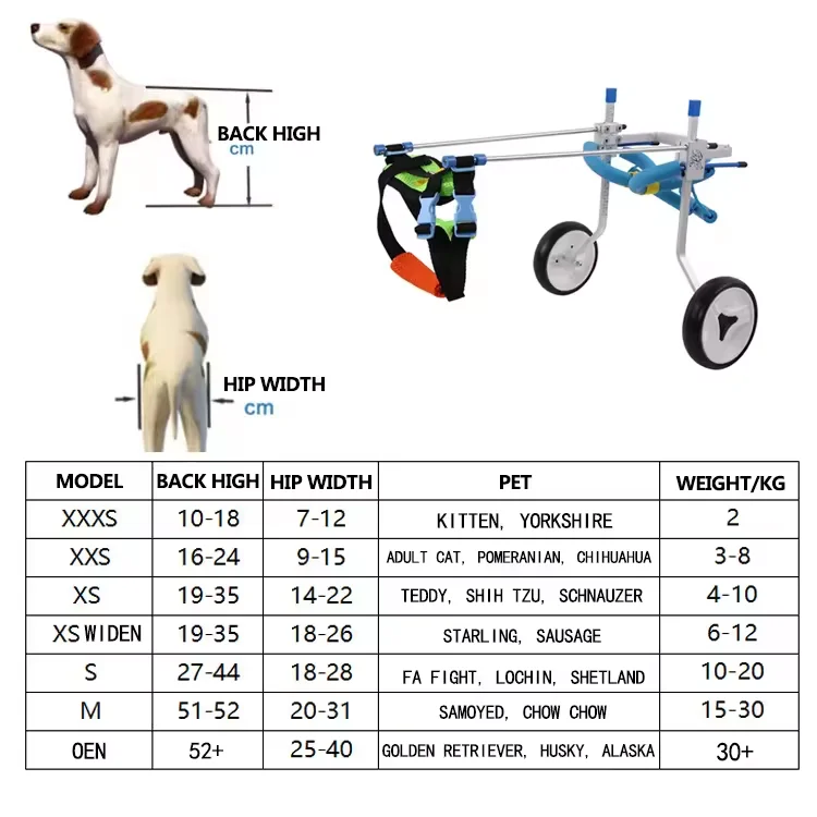 Wholesale Adjustable 2 Wheels Chair Pet Mobility Pet Dog Wheelchair for Handicapped