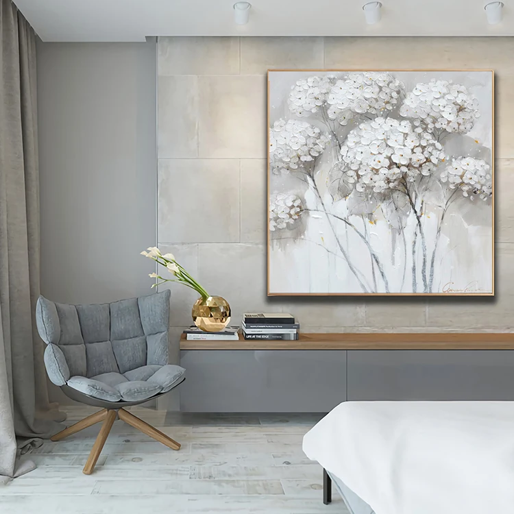 Ручная роспись, акриловый современный цветочный дизайн, холст, живопись, настенное украшение, искусство