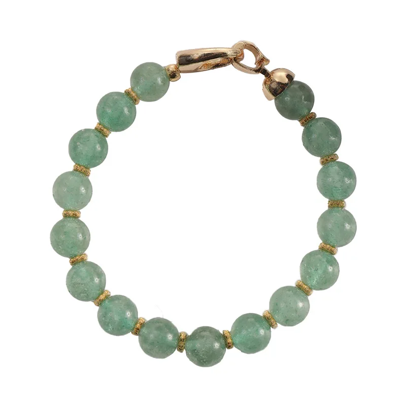 fashion jewelry real gold plated strawberry crystal green copper bracelet with natural stone women summer party