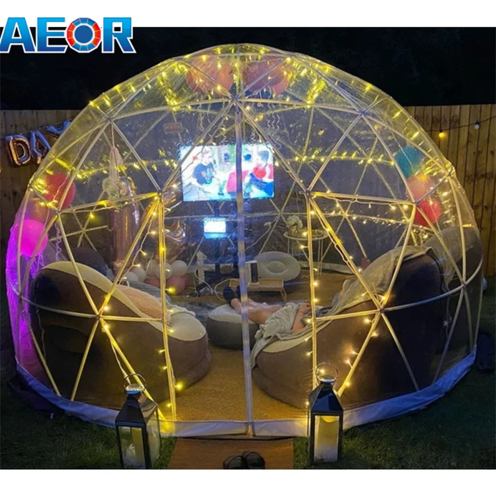 Waterproof Outdoor Transparent 6-8 Person Geodesic Dome Tent Small Pvc Clear Plastic Garden Igloo Dome Tents