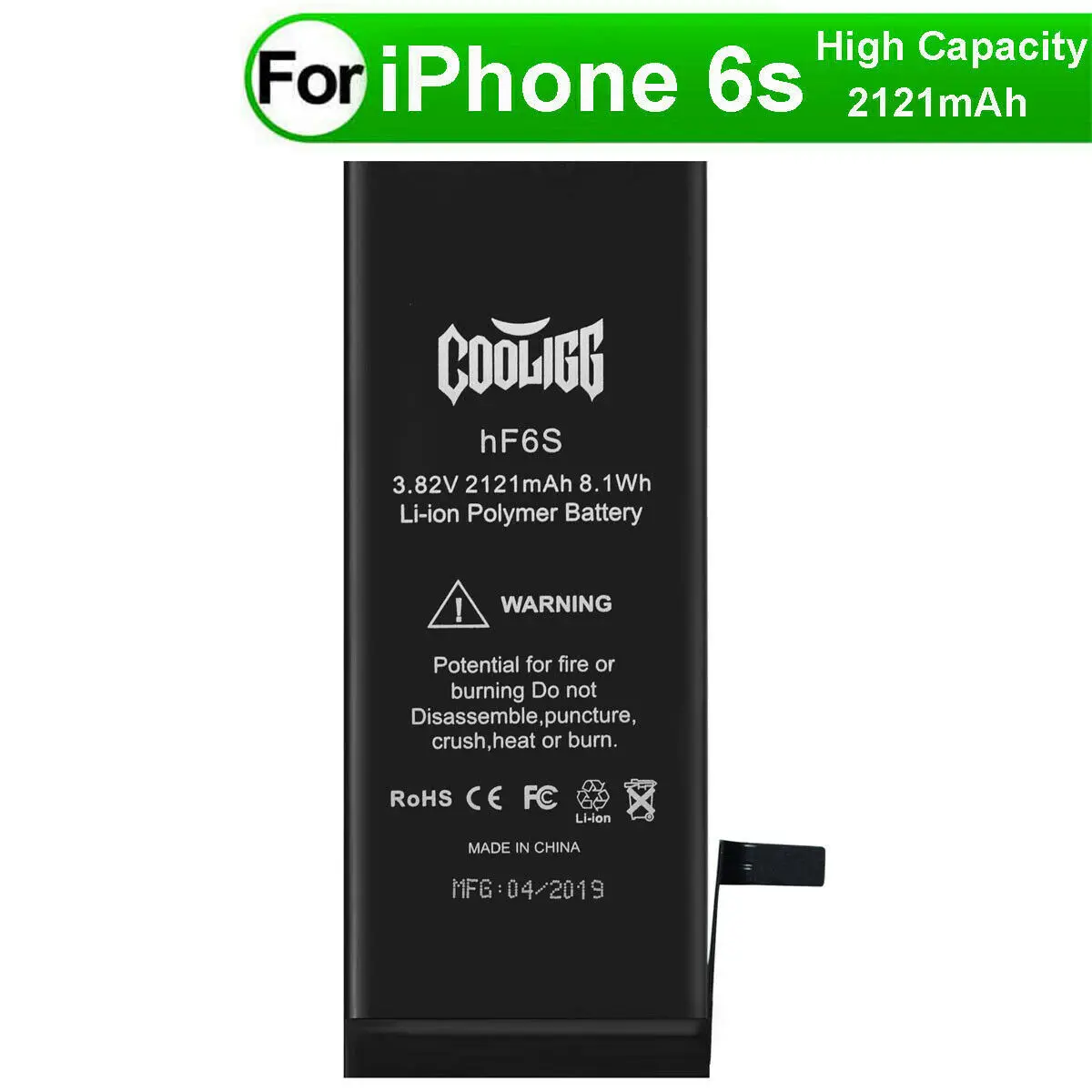  Отправка из США запасной аккумулятор высокой емкости COOLIGG 2121 мАч для Iphone