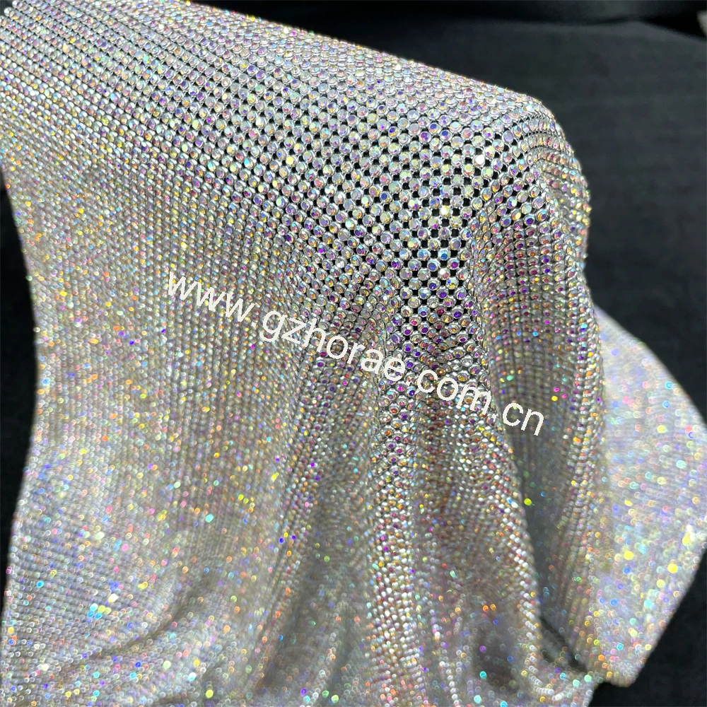 Me028 buling buling AA grade 2mm crystal mesh metallic rhinestone net mesh for garment