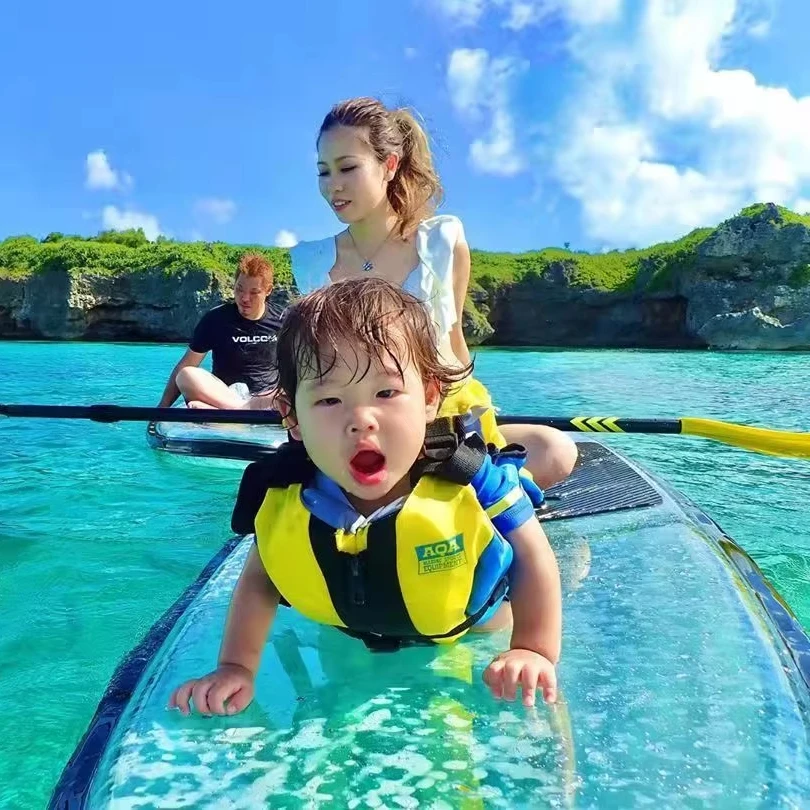 SUP paddle board Ocean Surfing board crystal PC Transparent factory stand up rowing family water sport