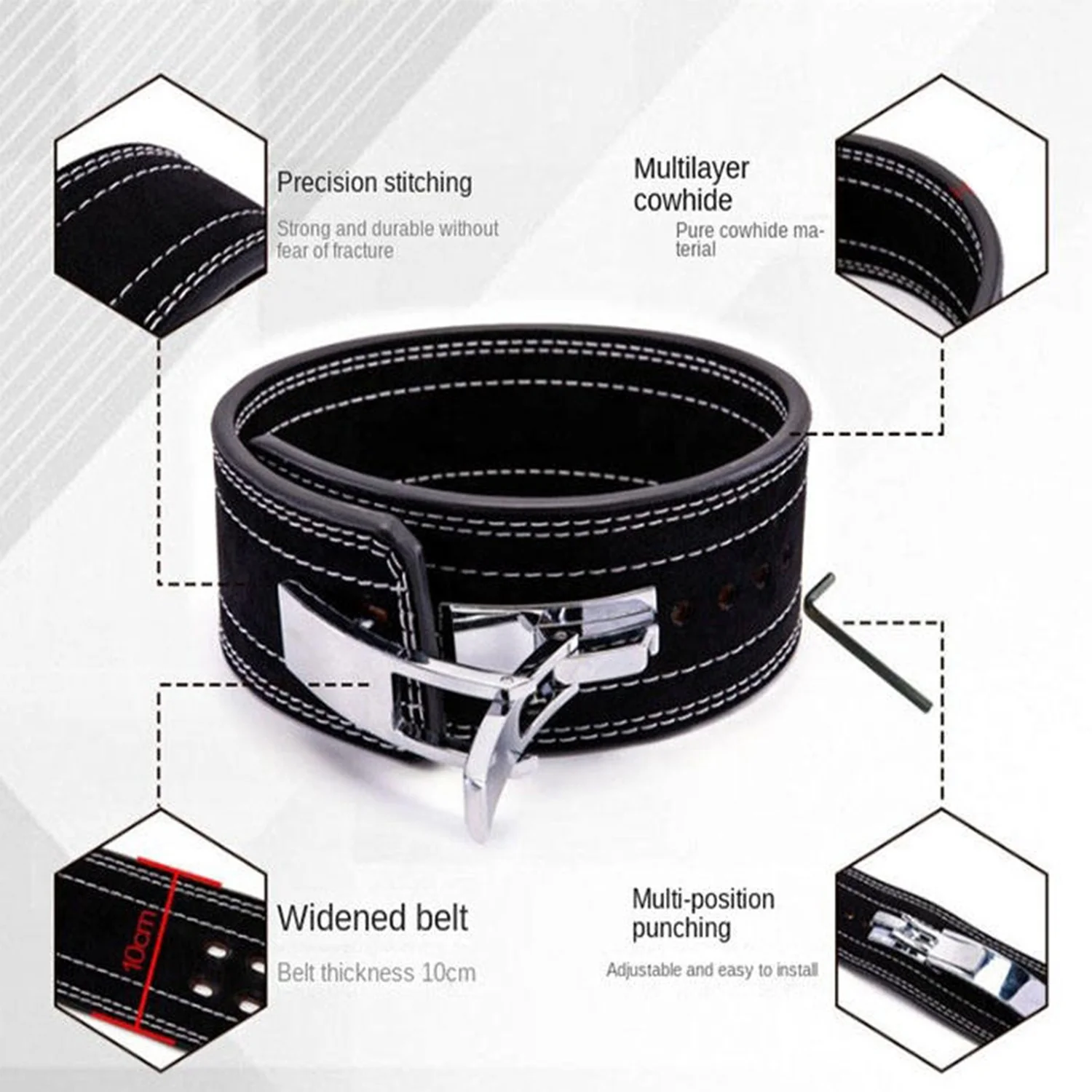 Ремень для тяжелой атлетики из воловьей кожи