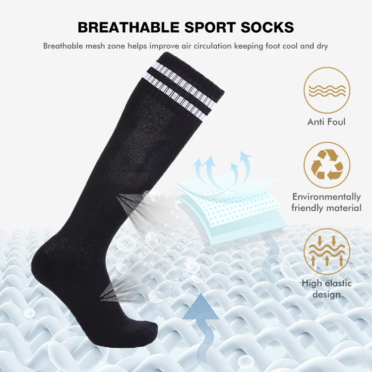 Popular Green Knee High Adult Stripe Sports Youth Soccer Socks Mens Football Socks