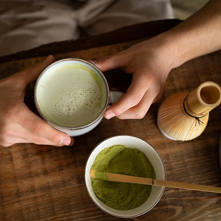 Factory Wholesale Matcha Accessories Set 5 Pieces Box Kit With 100 Prong Whisk Bamboo Scoop and Tea Spoon Storage Bag