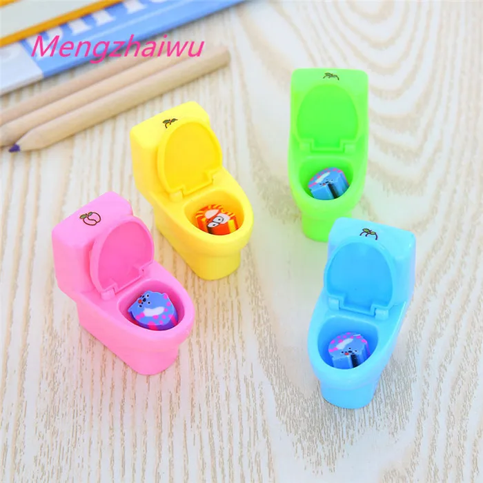 Wholesale kawaii stationery gift funny Toilet shape pre-pencil sharpener with eraser manual