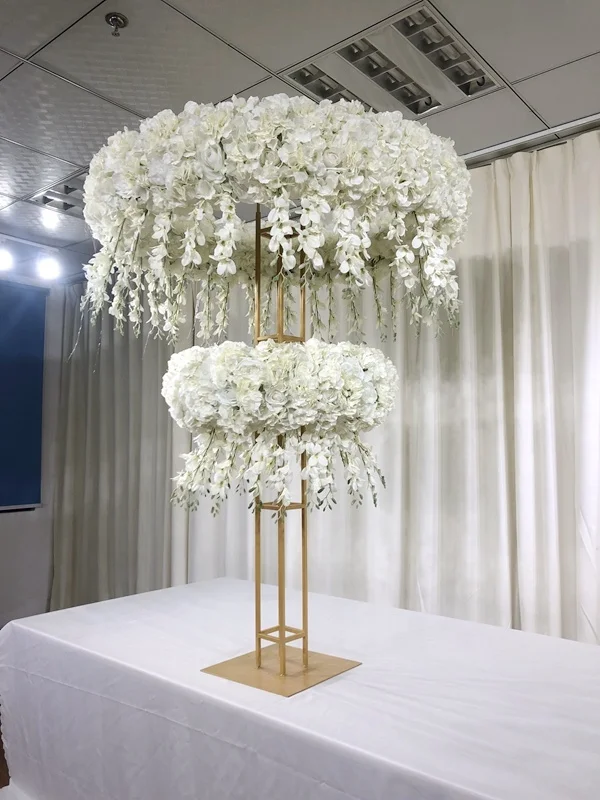LFB1489 double layer artificial white ivory wedding decoration flower centerpiece  wholesale