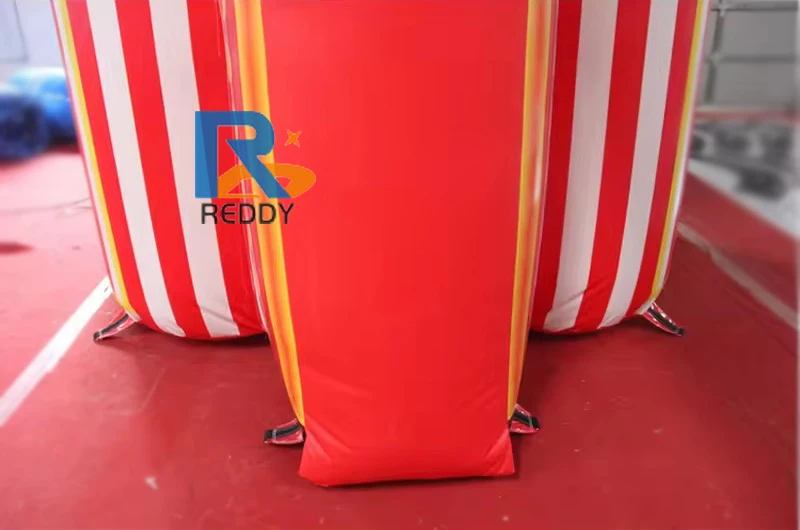 Inflatable Circus Arch with Removable Curtain Red and White Gantry for Events