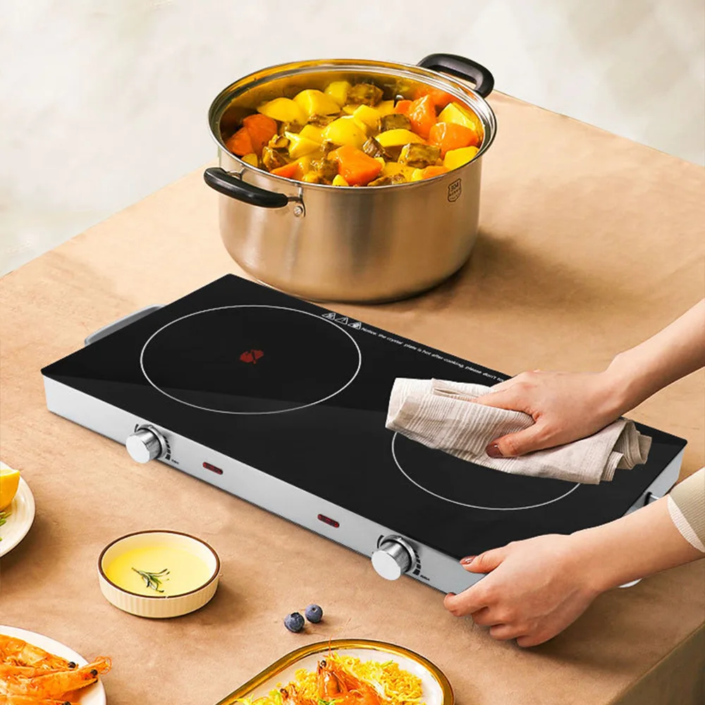Double Burners Electric Cooktop Stove Top Induction cookers for Home Kitchen Cooking