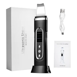 New Product Led Display Facial Ultrasonic Scrubber Acne Pore Face Sonic Beauty Care Skin Scrubber Spatula
