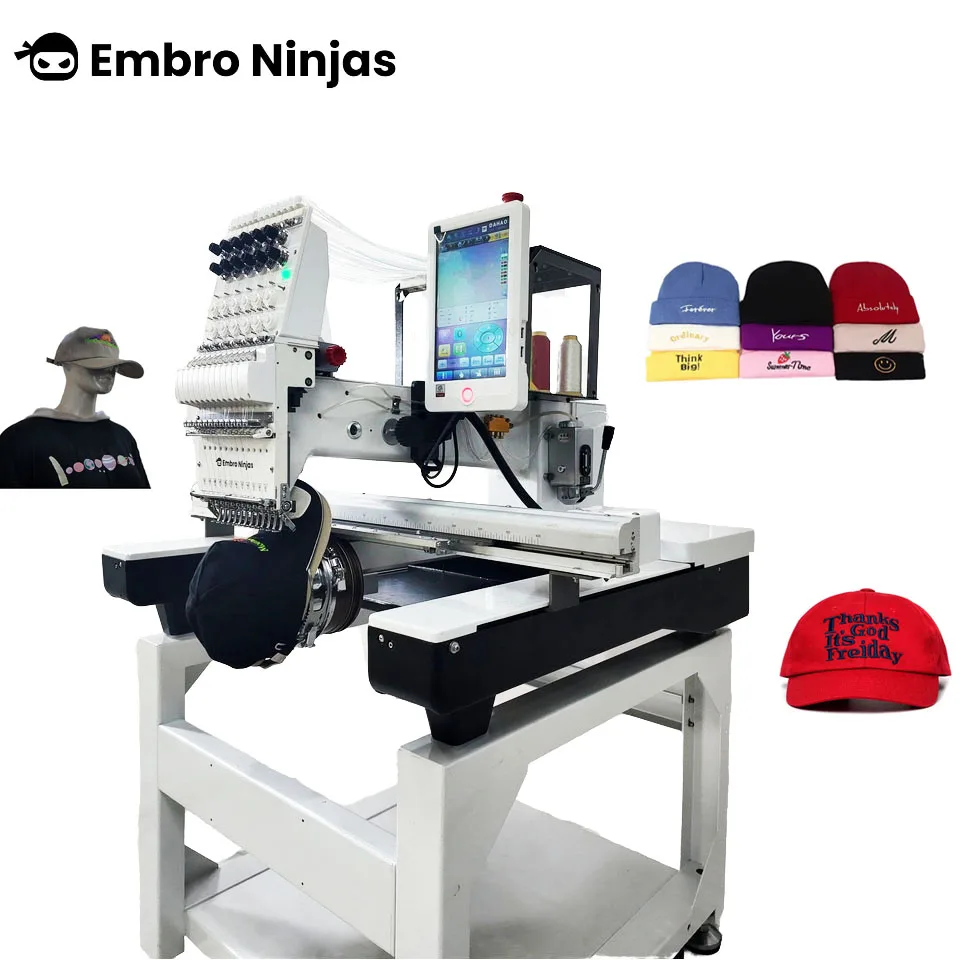 Компонент двигателя Embro Ninjas с одной головкой, автоматическая 15/12 Крышка для одежды, новый Компьютеризированный плоский 3D вышивальный станок 12 б/у