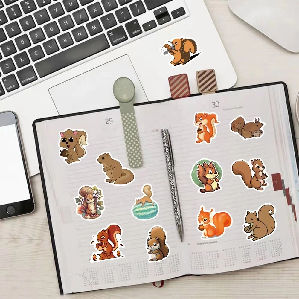 60pcs cartoon squirrel PVC waterproof graffiti decorative sticker packs for kids laptop cup notebook skateboard luggage bike