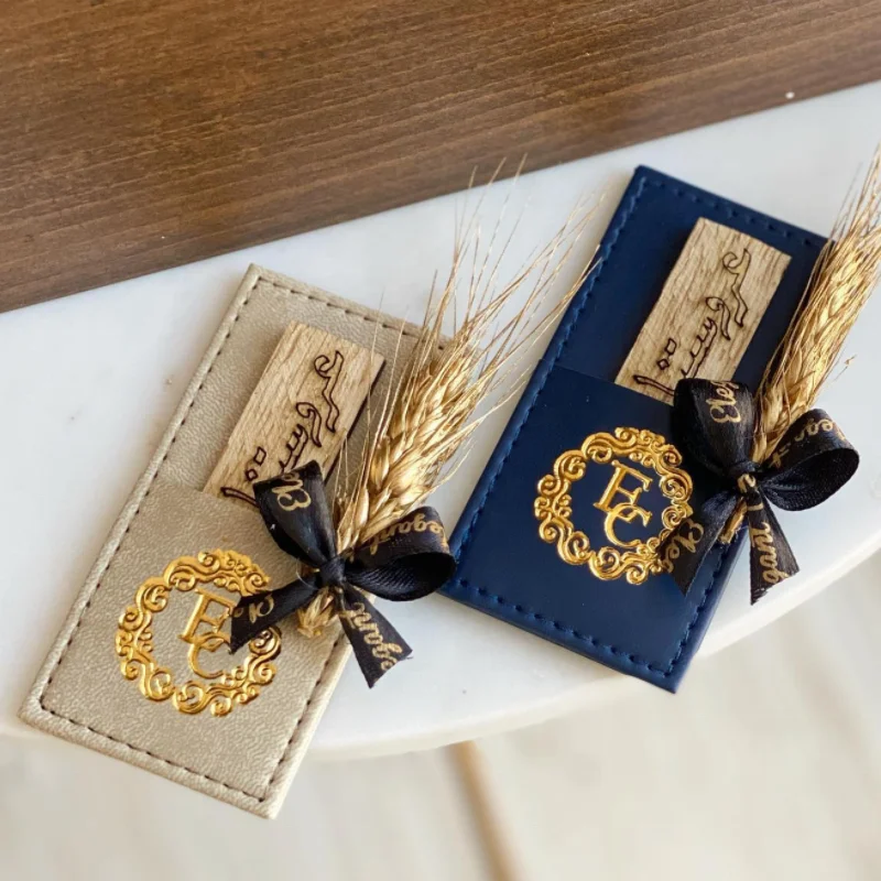 PU Leather Wedding Table Decor Oud Wood Holder Flower Holder Perfume Fragrance Bottle Case Giveaway Gift Tray for wedding Party