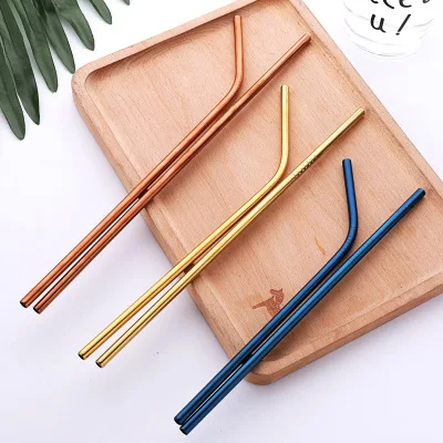 Colorful Reusable Stainless Steel Drinking Straws with Canvas Bag Bar Accessories for Wine for Wine Tasting