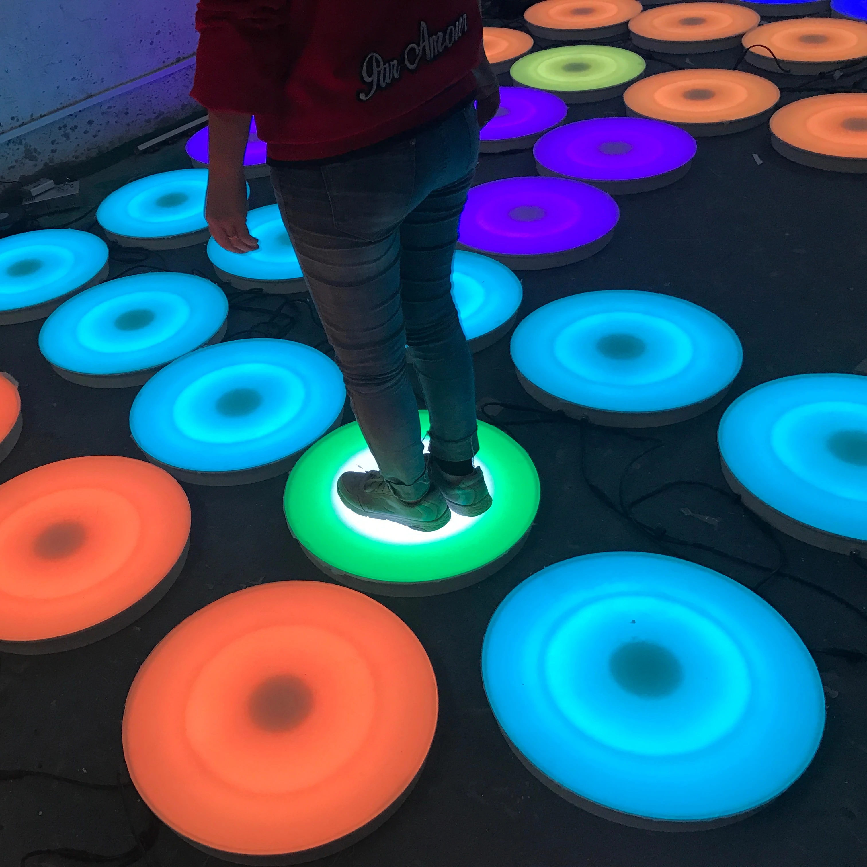 Interactive Round LED Dance Floor Pressure Sensor Game Tiles Circle Light Up Stage Luminous For Disco DJ