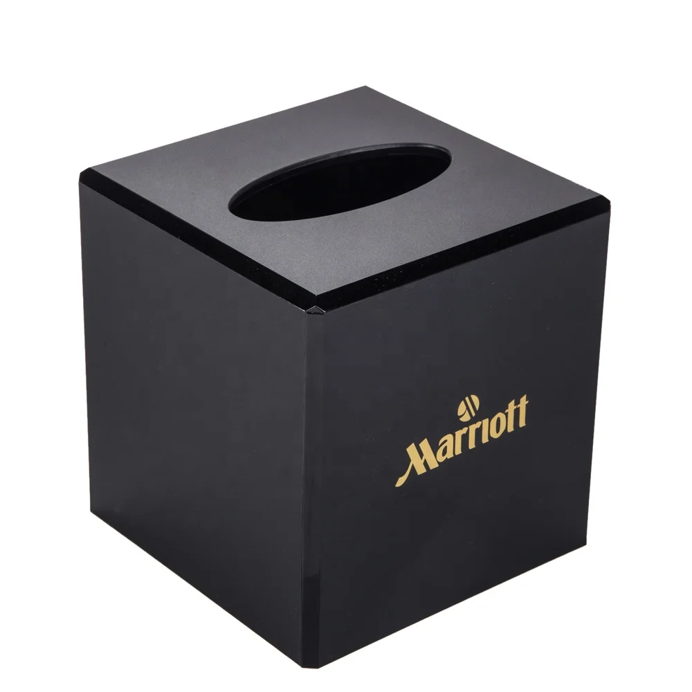 
Factory supply hotel black acrylic cube box acrylic tissue box 