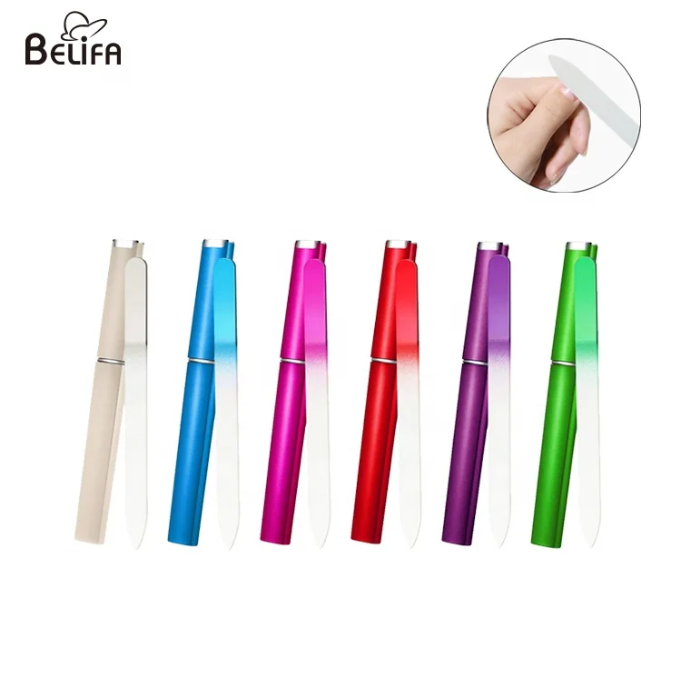 Custom logo colorful durable baby crystal czech nano glass nail file with case