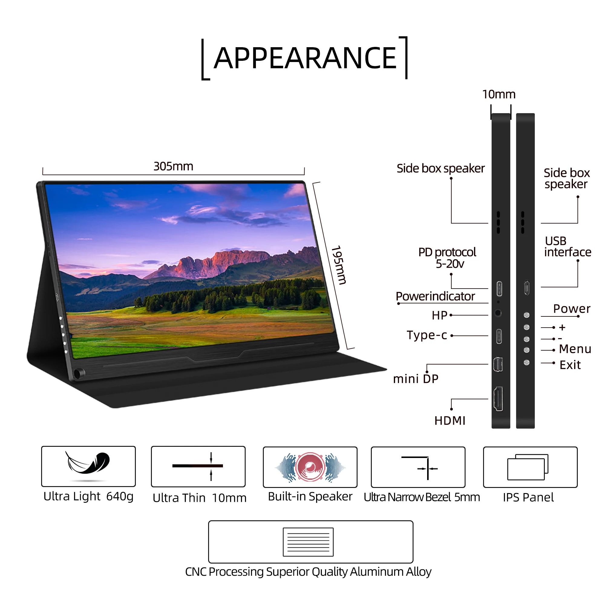 13.3 inch 1080P monitor portable cheapest portable monitor for laptop