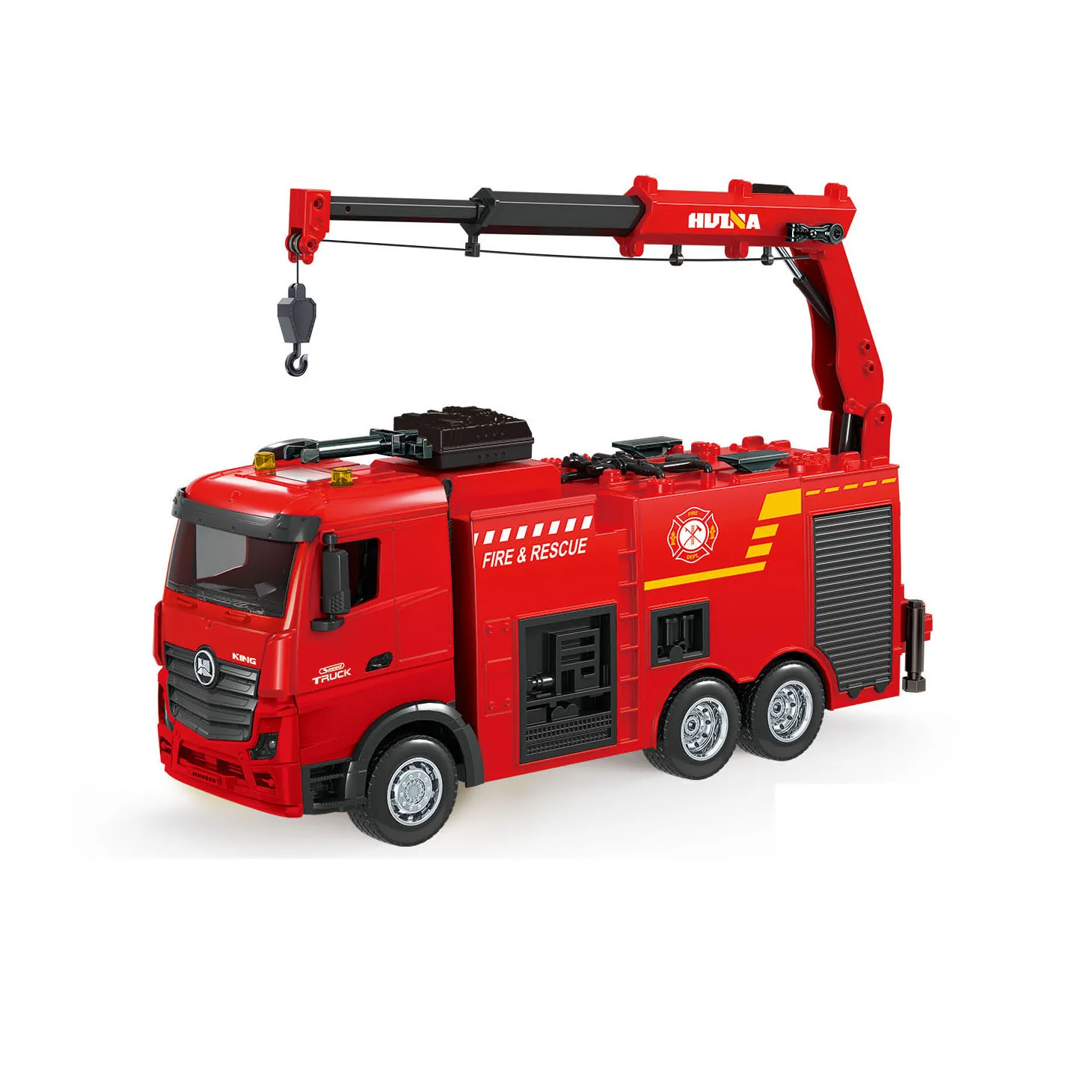 Huina 1362 1/18 9CH Firefighter Truck Toy RC Water Spraying Crane Remote Control Heavy Duty Semi-Metal Realistic Car Model