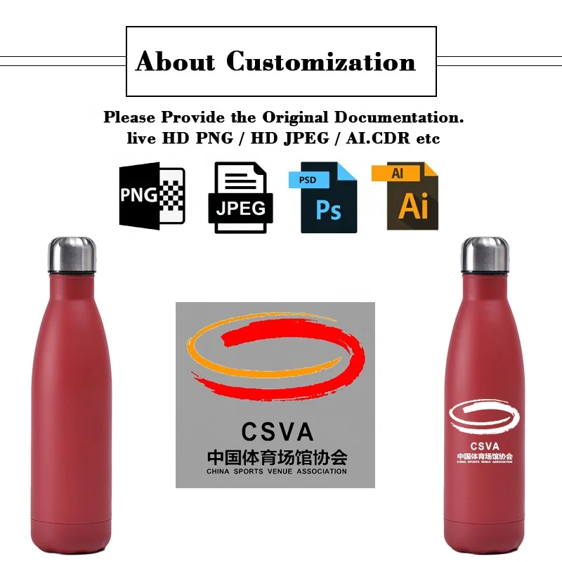 XDH719 Customizable Logo Metal Stainless Steel Water Bottle Design Printed Brand Promotion Gift Custom 500ml Sport Water Bottle