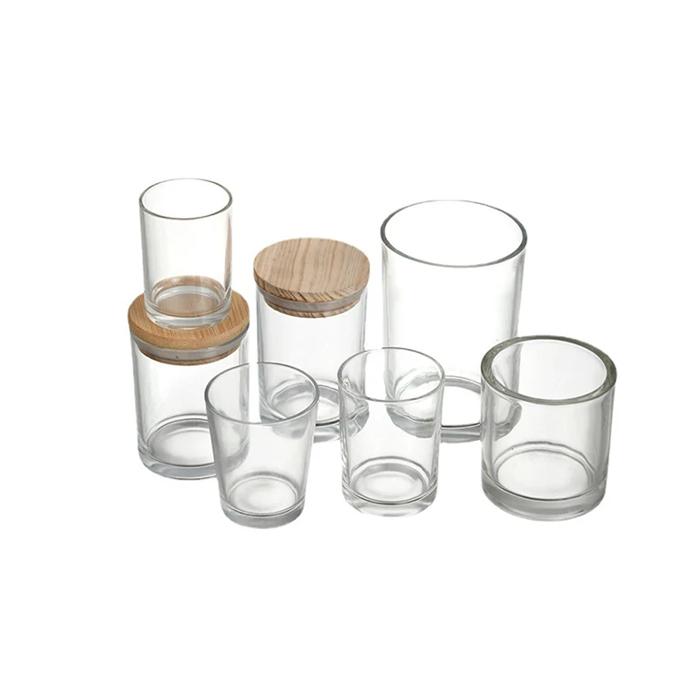 4oz 8oz 12oz Clear or colors Empty Glass Candle Jar with wooden lid