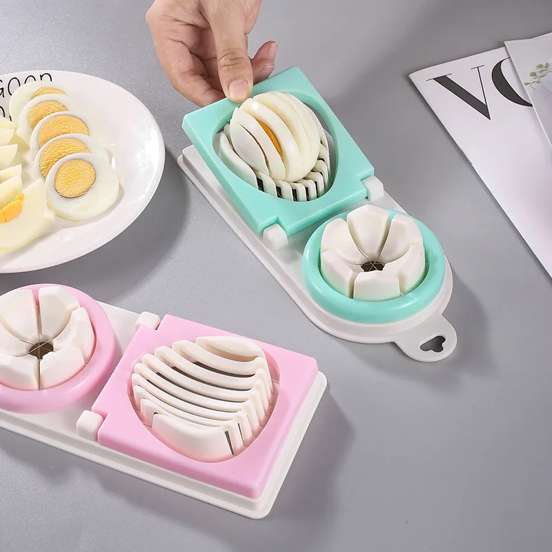 Manjia New Design Stainless Steel Egg Cutter Two-in-one Multi-functional Egg Slicer Manual Double Head Egg Divider
