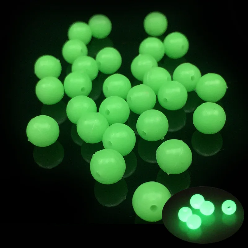 3mm/4mm/5mm/6mm/7mm/8mm/10mm/12mm Round Luminous Fishing Beads, Soft Plastic Glow Fishing Bait Eggs Rig Beads Fishing Line Ball