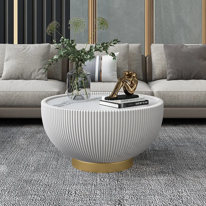 Modern luxury coffee table set  gold toughened marble hotel living room coffee table set