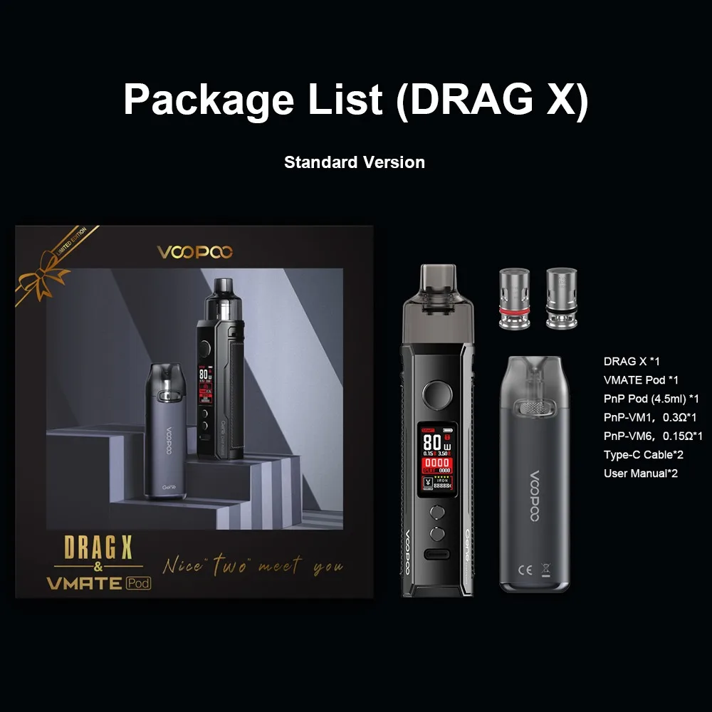 VOOPOO  Drag S 60W + Vmate Pod Mod Gift Box Limited Edition No 18650 Battery  Discount Price