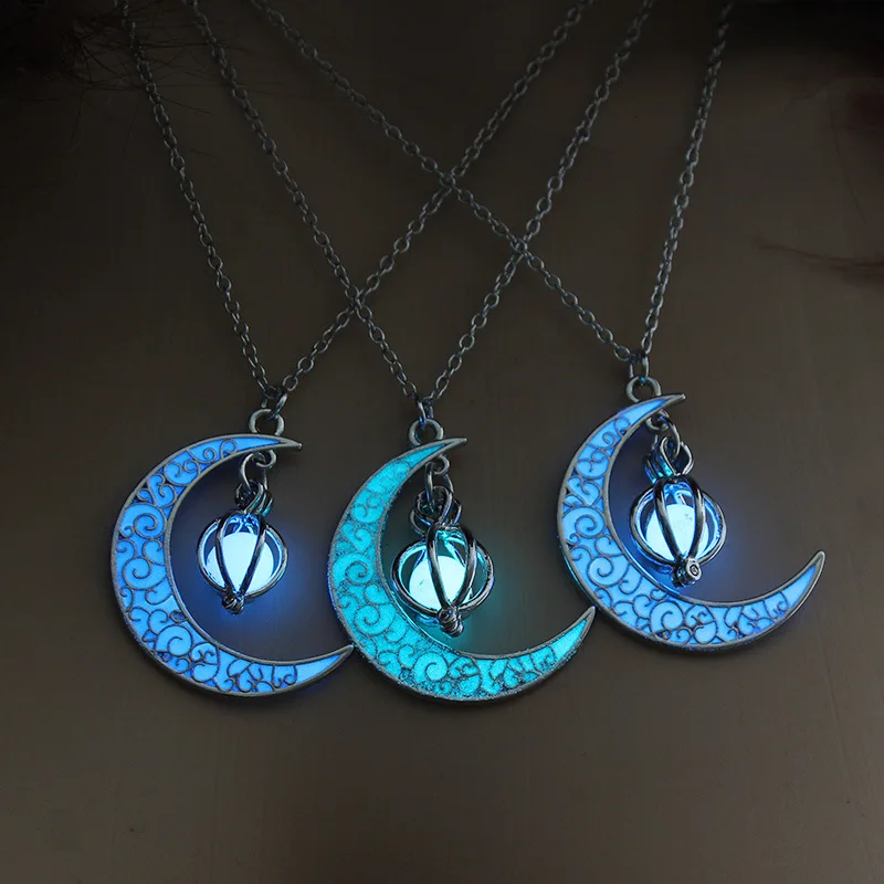 New Design Good Quality Personalized Fashion Glow-in-the-dark Moon Pumpkin Pendant For Halloween Clavicle Chain Necklace Jewelry